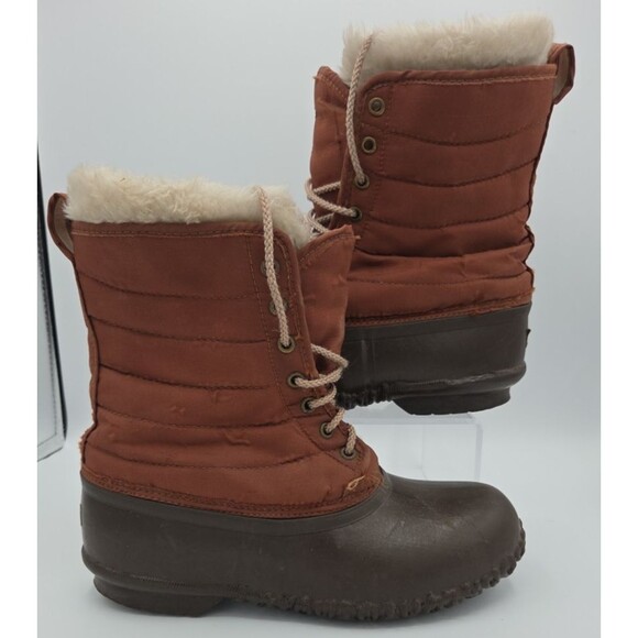 Vintage Sorel Geneva Winter Duck Boots Wool Sock Brown Rust Womens Size 7 - Picture 1 of 9